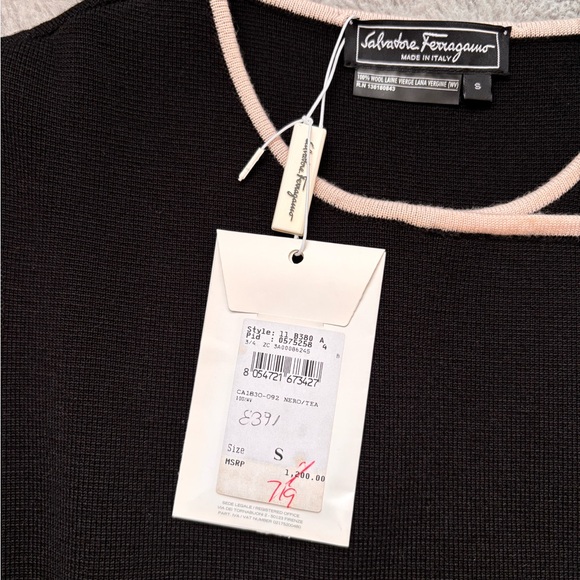 Salvatore Ferragamo Black and Cream Midi Dress - Picture 5 of 5